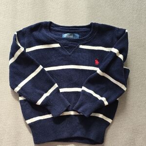 Polo by Ralph Lauren Boy's Navy and White Striped Crewneck Sweater